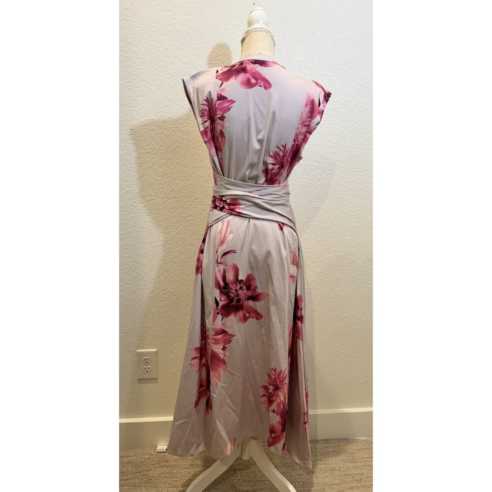 DONNA KARAN Women’s Print Cap Sleeve Dress with Wide Tie Waist. Size M - Picture 6 of 7